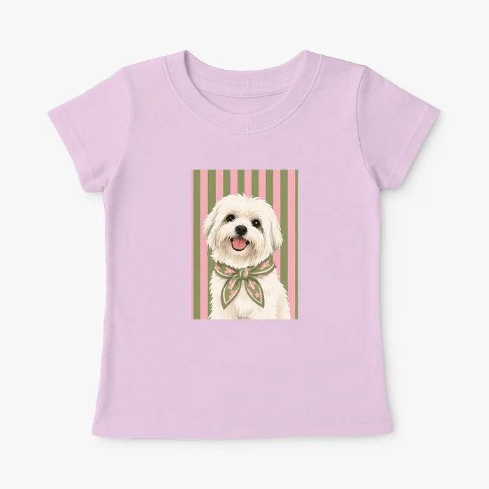 Nena- Remera Nena Perro Maltes Rayas