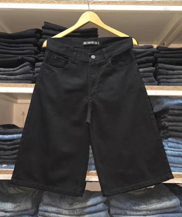 Bermuda Baggy Liso Negro