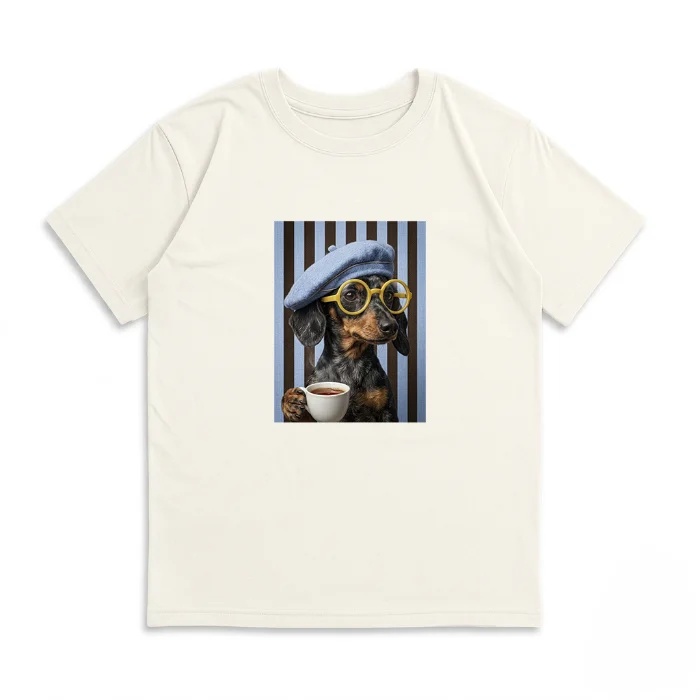 Nena - Remera Ovsize Perro Coffe Rayas