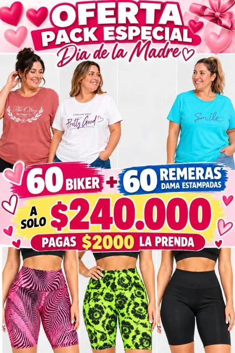 Oferta Pack Biker y Remeras!! Precio X Pack de 120