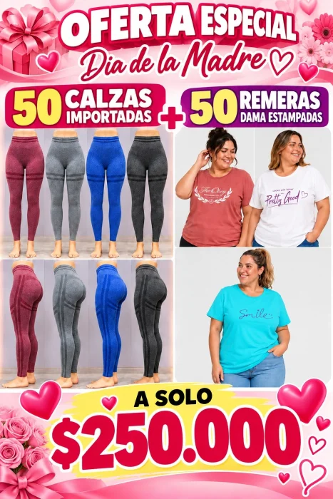 Oferta Pack 50 Remeras + 50 Calzas