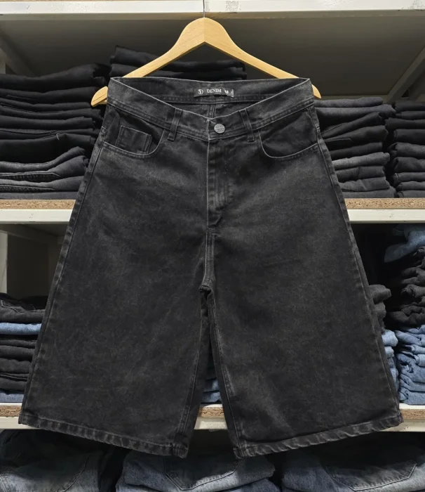 Bermuda Maxi Baggy Gris Oscuro Liso
