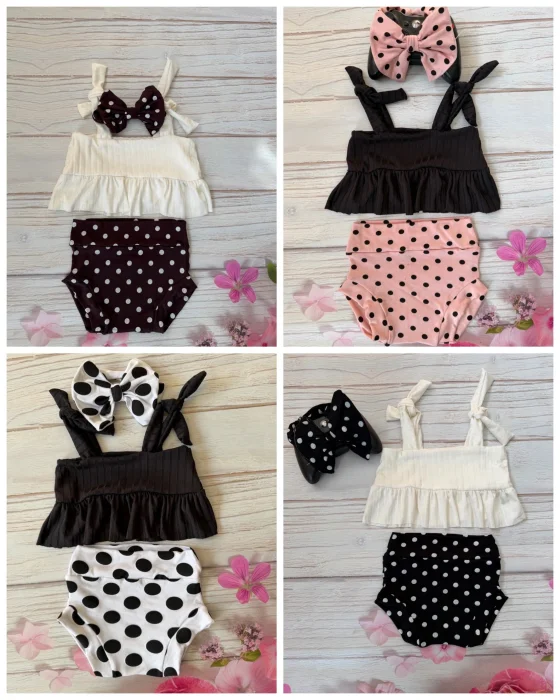 Conjunto Lunares (top + Bombachita+ Vincha)
