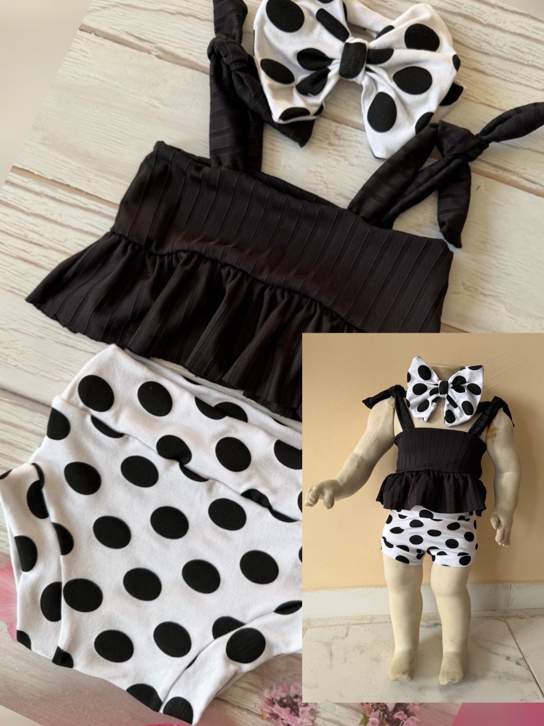 Conjunto Lunares (top + Bombachita+ Vincha) - Imagen 2