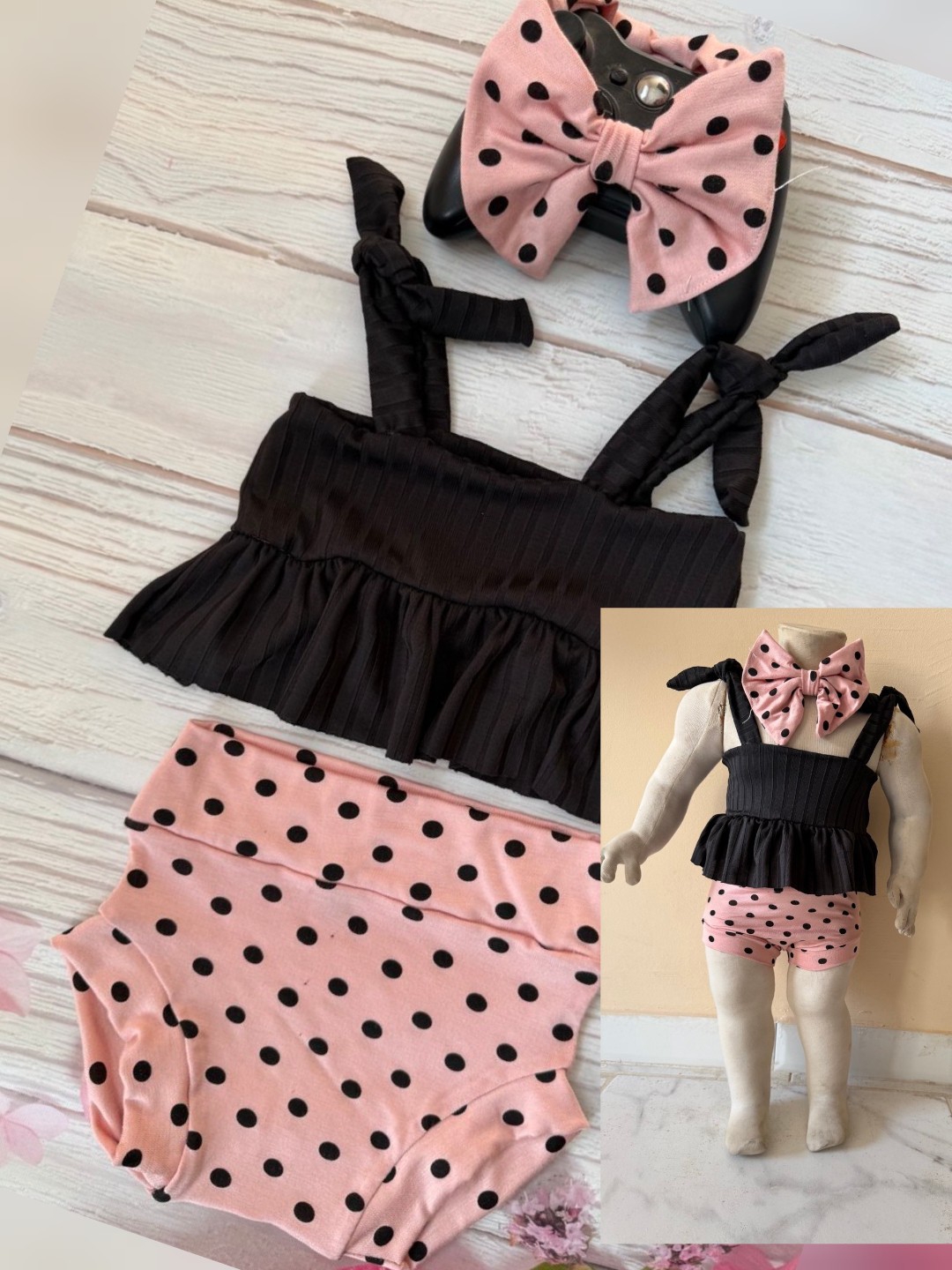 Conjunto Lunares (top + Bombachita+ Vincha) - Imagen 3