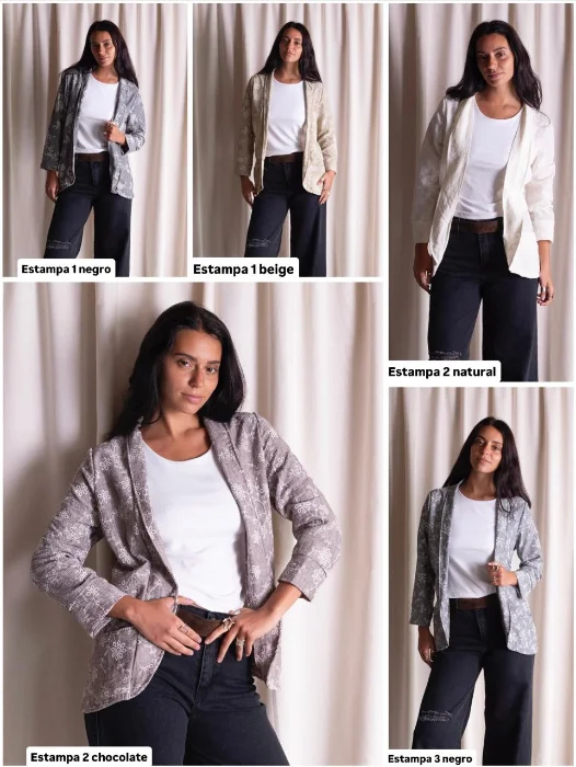 Blazer de Lino Estampado