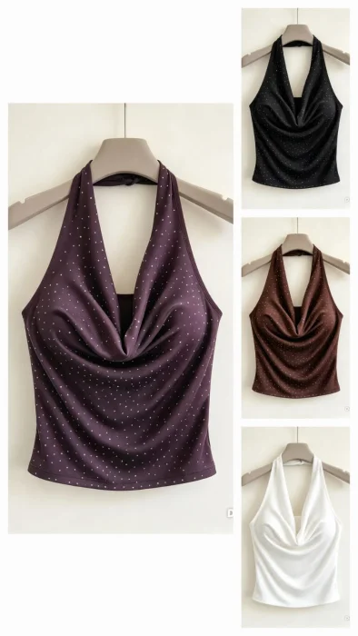 Blusa Cuello Buche con Strass
