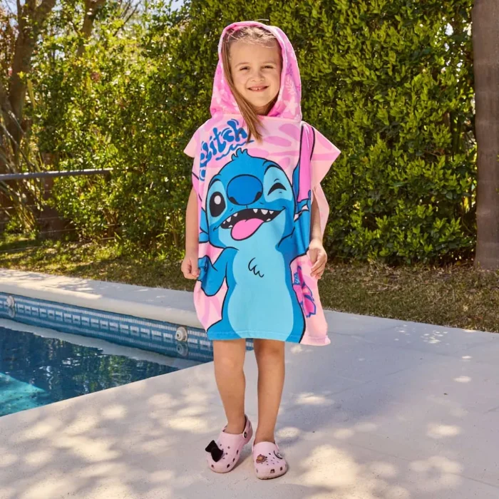 Poncho Toalla Stitch Infantil con Capucha Piñata Oficial Pileta Playa 50x120cm