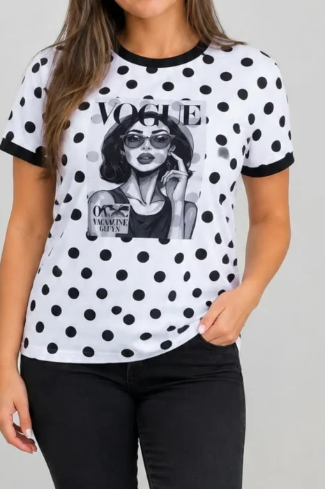 Remeras Vogue Lunares Algodon Peinado