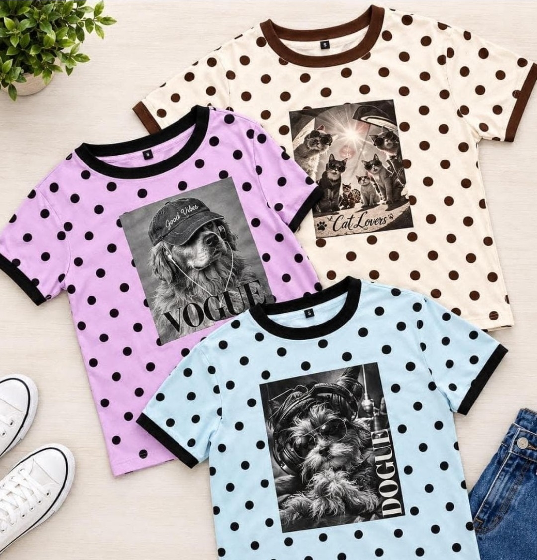 Remeras Vogue Lunares Algodon Peinado - Imagen 2