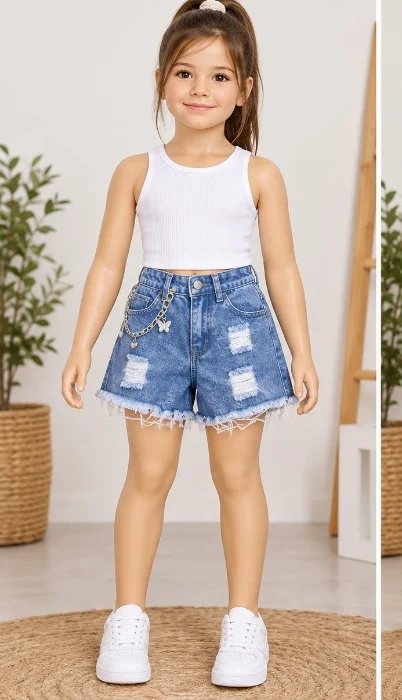 Short  con Rotura para Niña