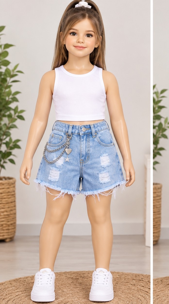 Short  con Rotura para Niña - Imagen 2