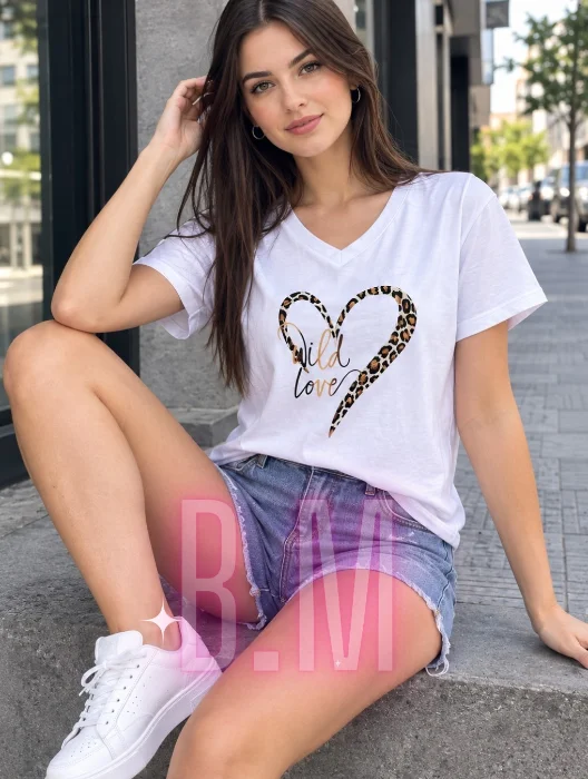 Remera Cuello V de Jersey Peinado