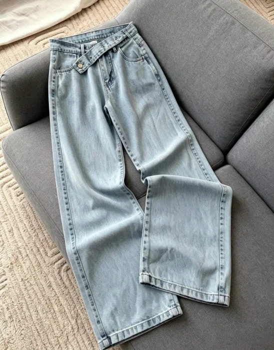 Jeans Wide Cintura Cruzada