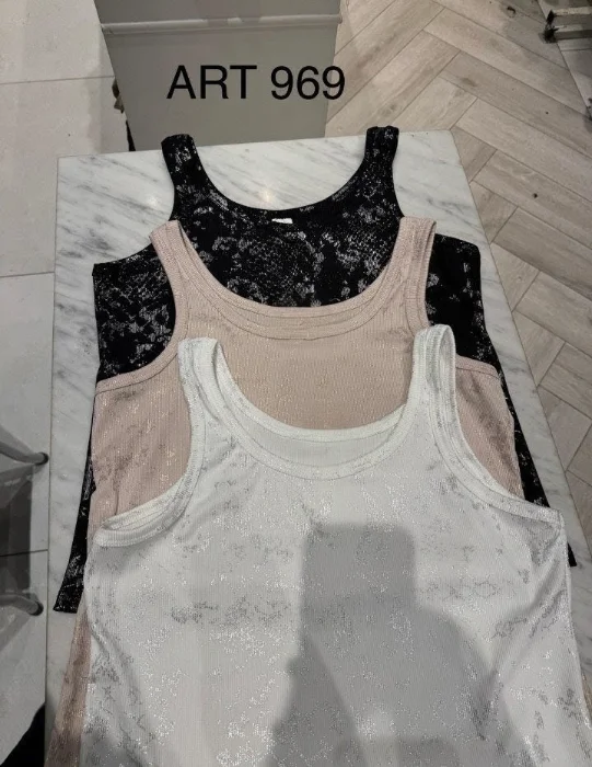 Musculosa Cavado Micro Rib con Foil