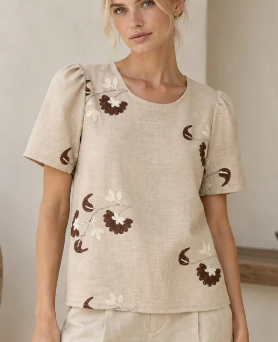 Blusa Twil Bordado Elsa