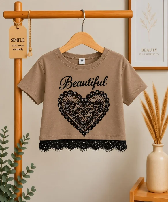 Pupera Corazon  con Puntilla Algodón Peinado