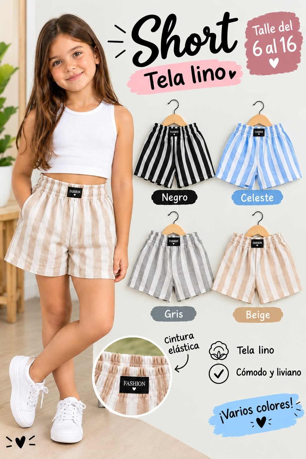 Short Rayado Lino - Imagen 2