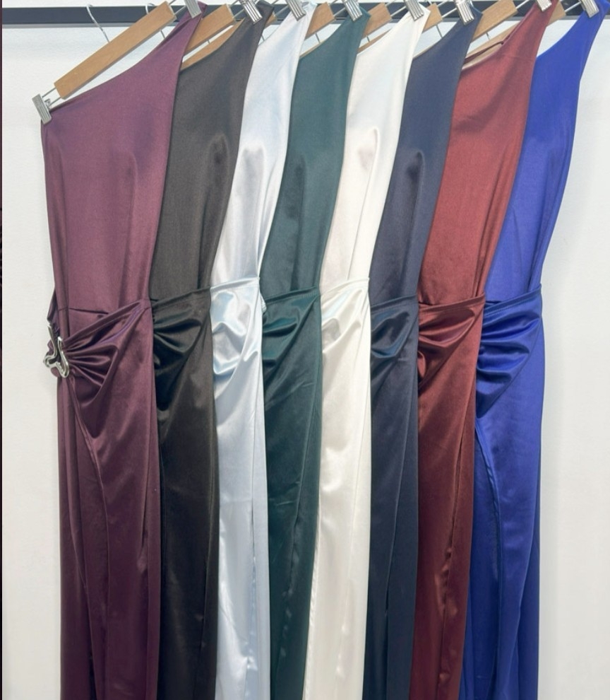 Vestido Aaimetrico Saten con Avio - Imagen 2