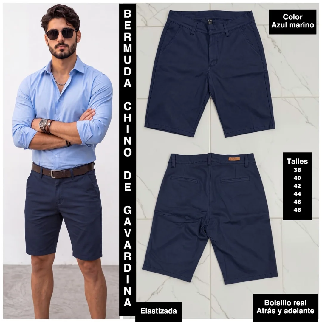 Bermudas Corte Chino de Gabardina Elastizada - Imagen 5