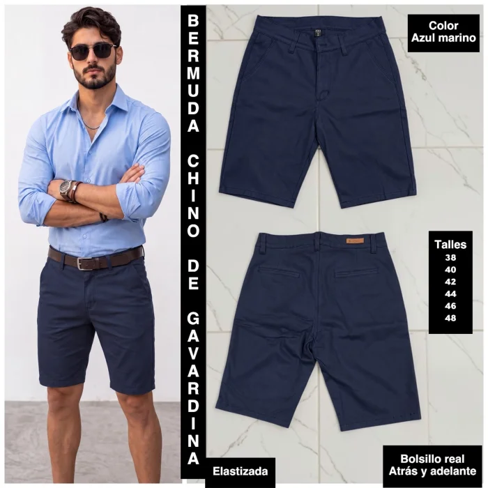 Bermudas Corte Chino de Gabardina Elastizada