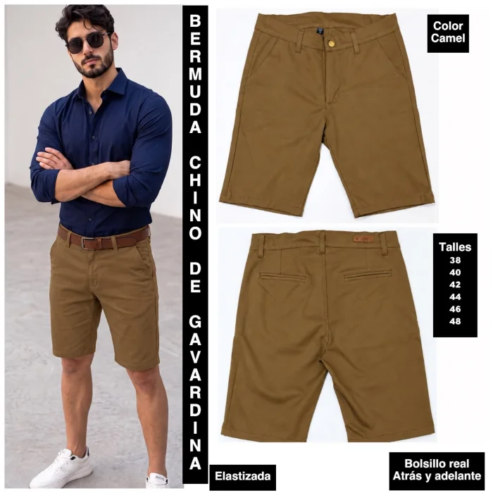 Bermudas Corte Chino de Gabardina Elastizada