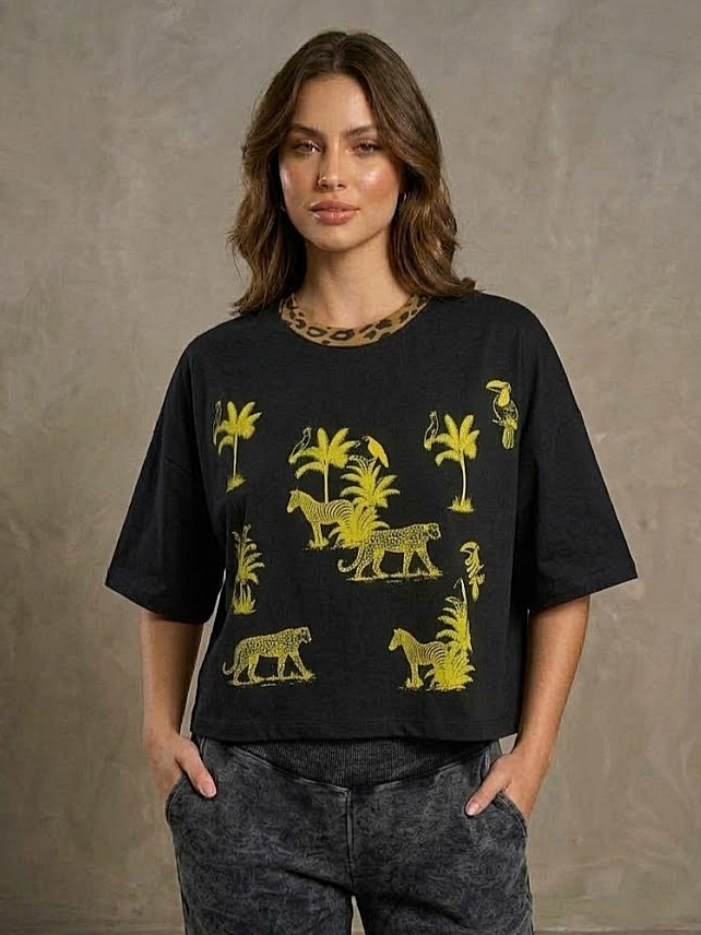 Remera Cuello Tejido Ribb Estampado - Imagen 5