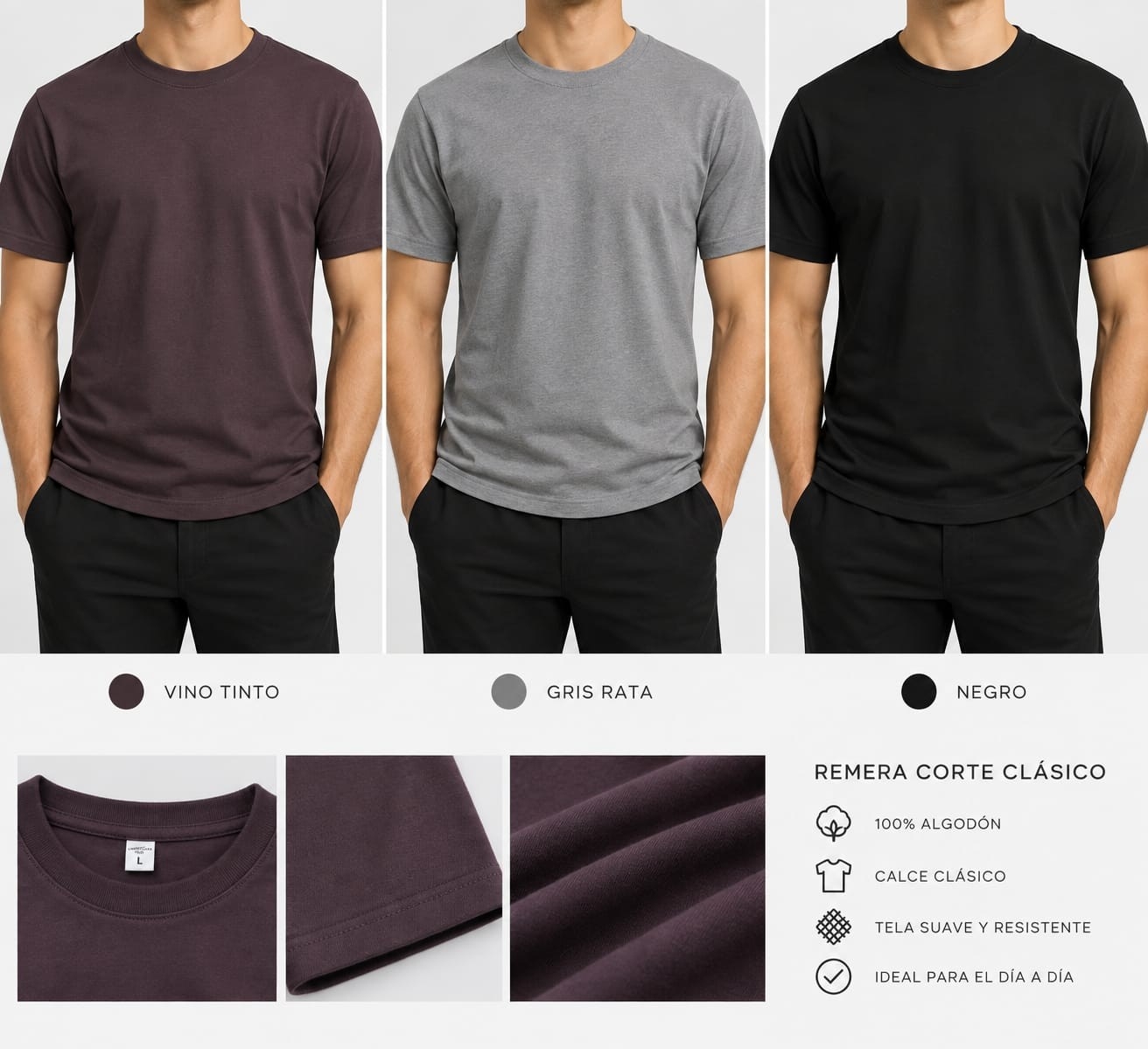 Remeras Lisas de Algodón Peinado - Imagen 3