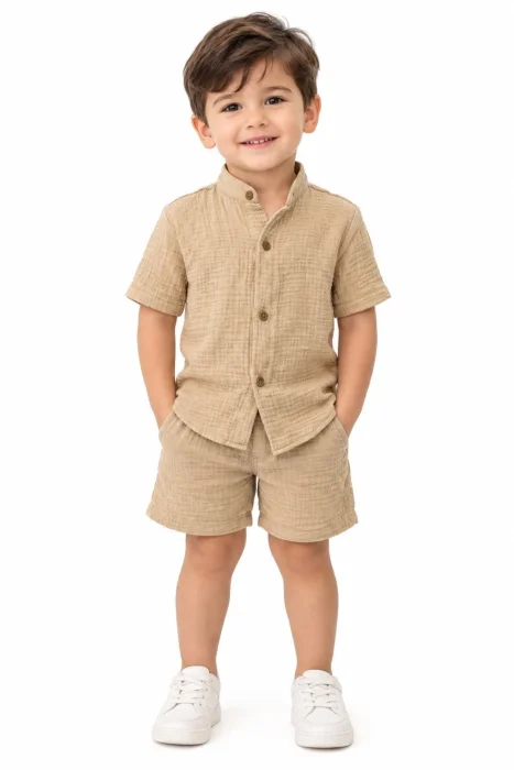Conjunto Baby Cotton Bebé Cuello Mao