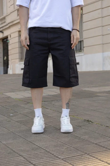 Bermuda Baggy Cargo Negro
