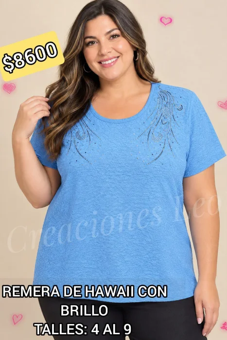 Remera de Hawaii con Brillo en Talles Grandes