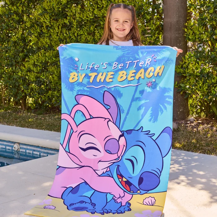 Toallón Stitch Infantil 70x130 Cm + Bolso | Microfibra Suave Licencia Oficial Piñata