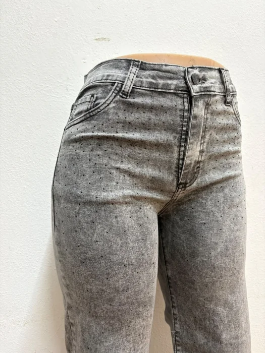 Wide Leg Gris Nevado con Brillos Negros