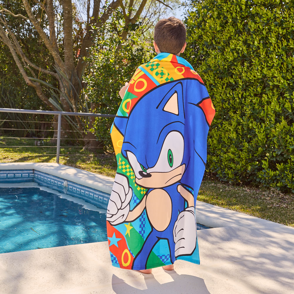 Toallón Sonic Infantil 70x130 + Bolso | Microfibra Suave Licencia Oficial Piñata - 2.jpg