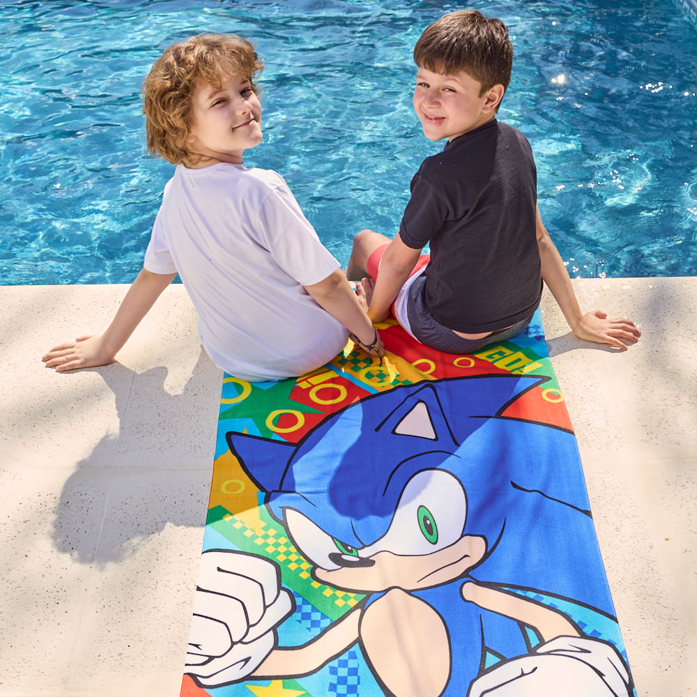 Toallón Sonic Infantil 70x130 + Bolso | Microfibra Suave Licencia Oficial Piñata - 3.jpg