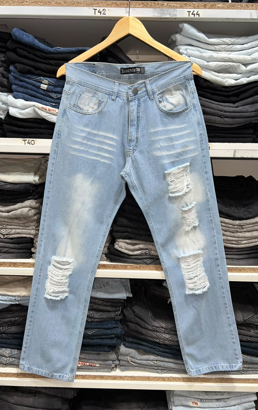 Jeans Mom Rotura Celeste Azul Oxido - Imagen 3