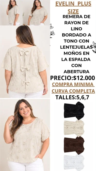 Remera Plus Size con 3 Moños