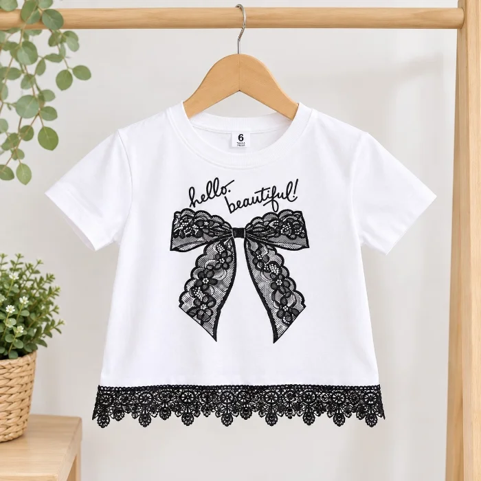 Remeras Coquette Estampadas con Puntilla