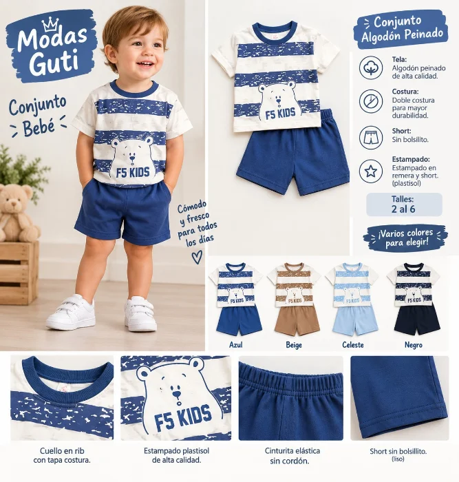 Conjunto de Bebé de Algodón Peinado