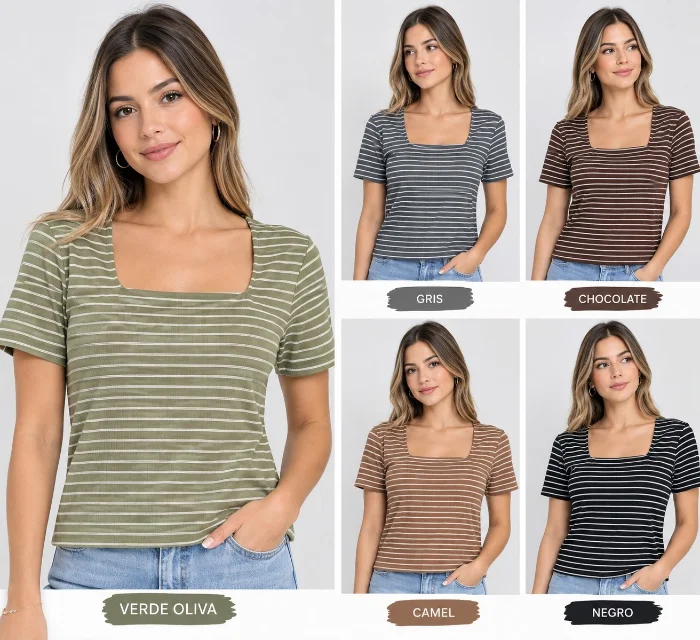 Remera Escote Cuadrado de Dama