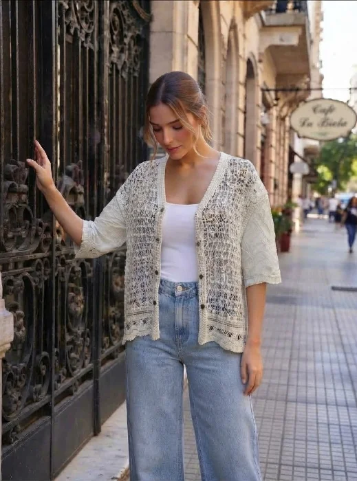 L014,saco Combinado Tejido