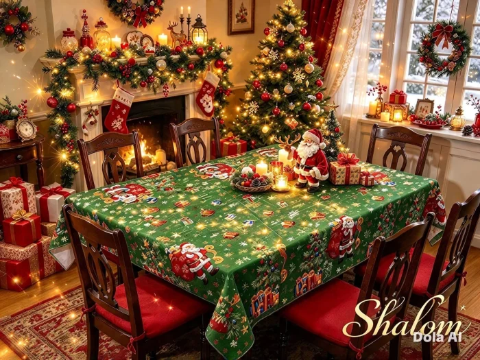 Mantel Navideño con Brillo Tropical Mecánico