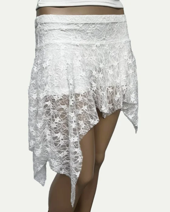 Pollera Pantalón Encaje con Picos Asimétrica
