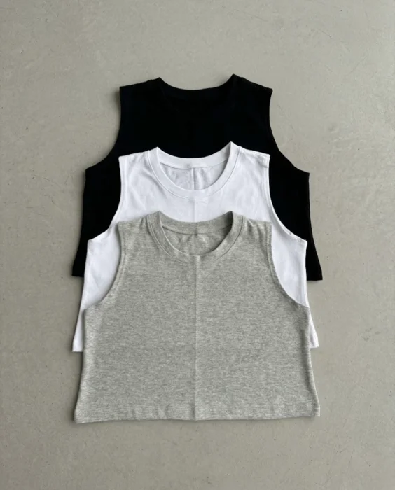 Musculosa  Liso Pupera Oversize Algodón Peinado