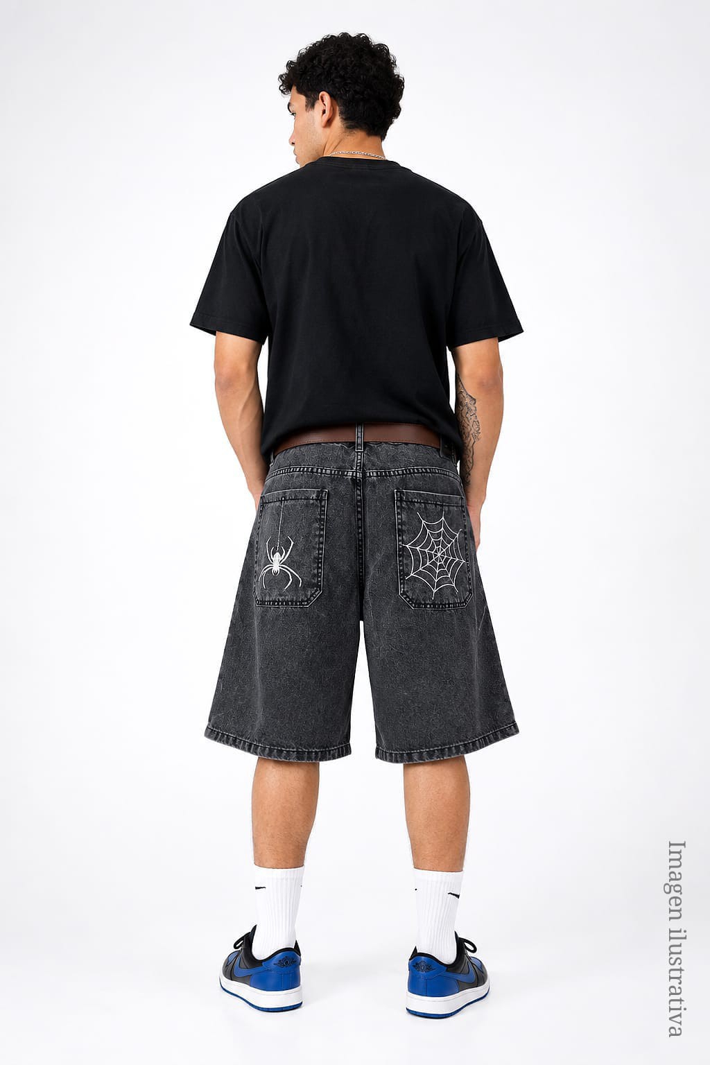Bermuda Baggy Jean Bordado Carpintero Pantalón Ancho Denim Moda Hombre Mayoristas - Imagen 1