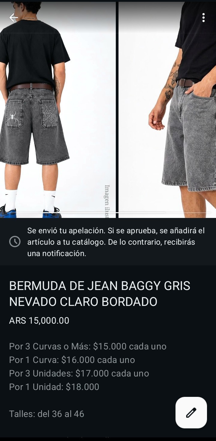 Bermuda Baggy Jean Bordado Carpintero Pantalón Ancho Denim Moda Hombre Mayoristas - Imagen 5