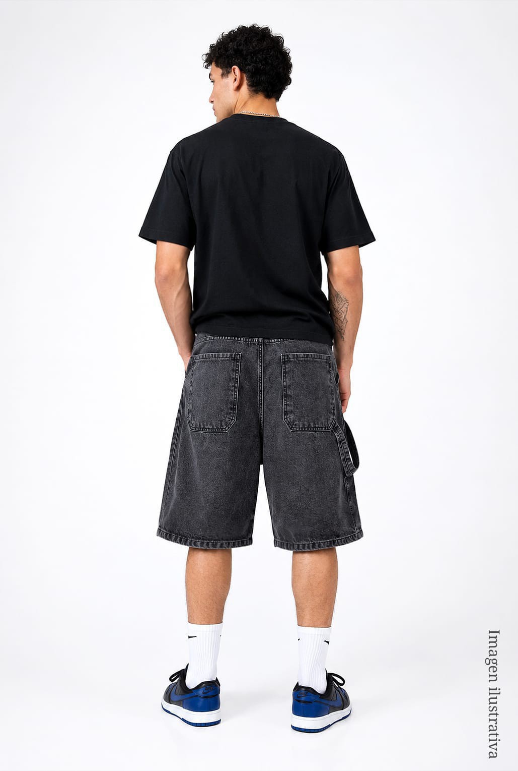 Bermuda Baggy Jean Bordado Carpintero Pantalón Ancho Denim Moda Hombre Mayoristas - Imagen 6