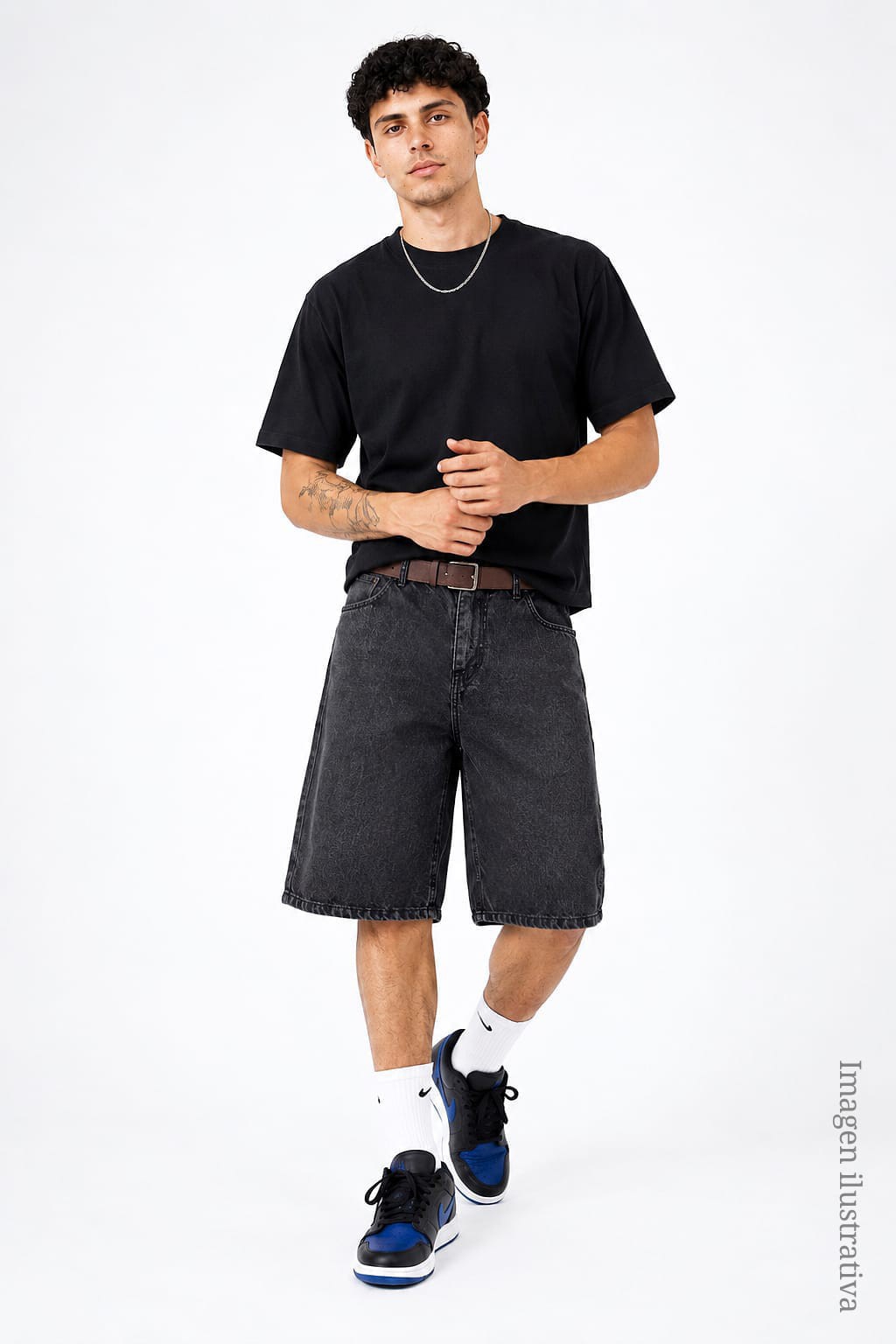 Bermuda Baggy Jean Bordado Carpintero Pantalón Ancho Denim Moda Hombre Mayoristas - Imagen 7