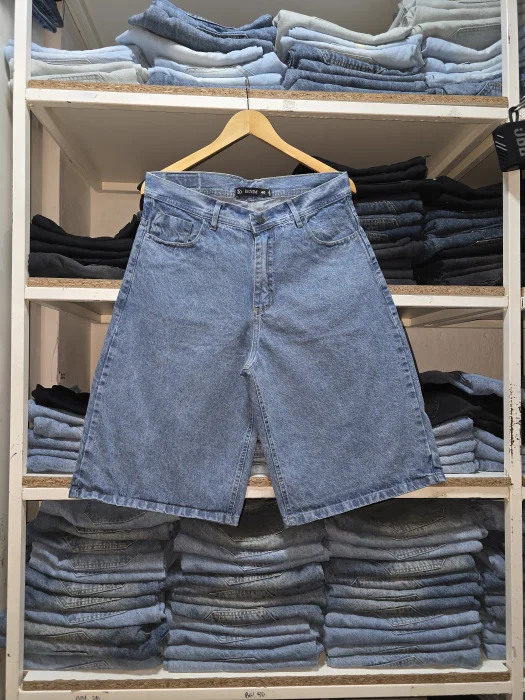 Bermuda Baggy Liso Azul Medio Nev