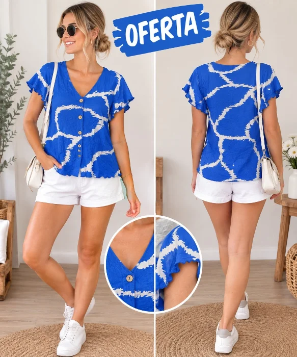 Blusa con Boton Lino